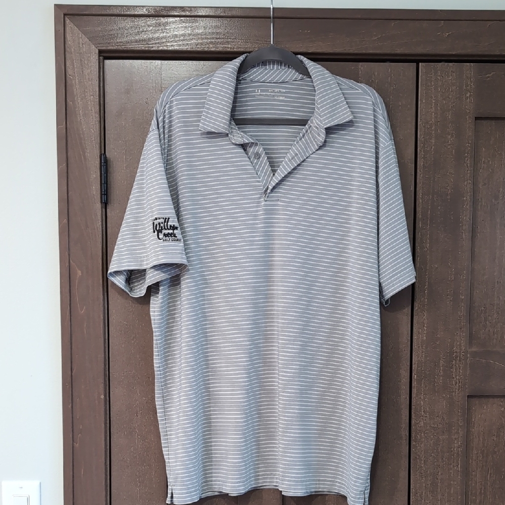 Under Armour Light Gray Striped Polo Shirt